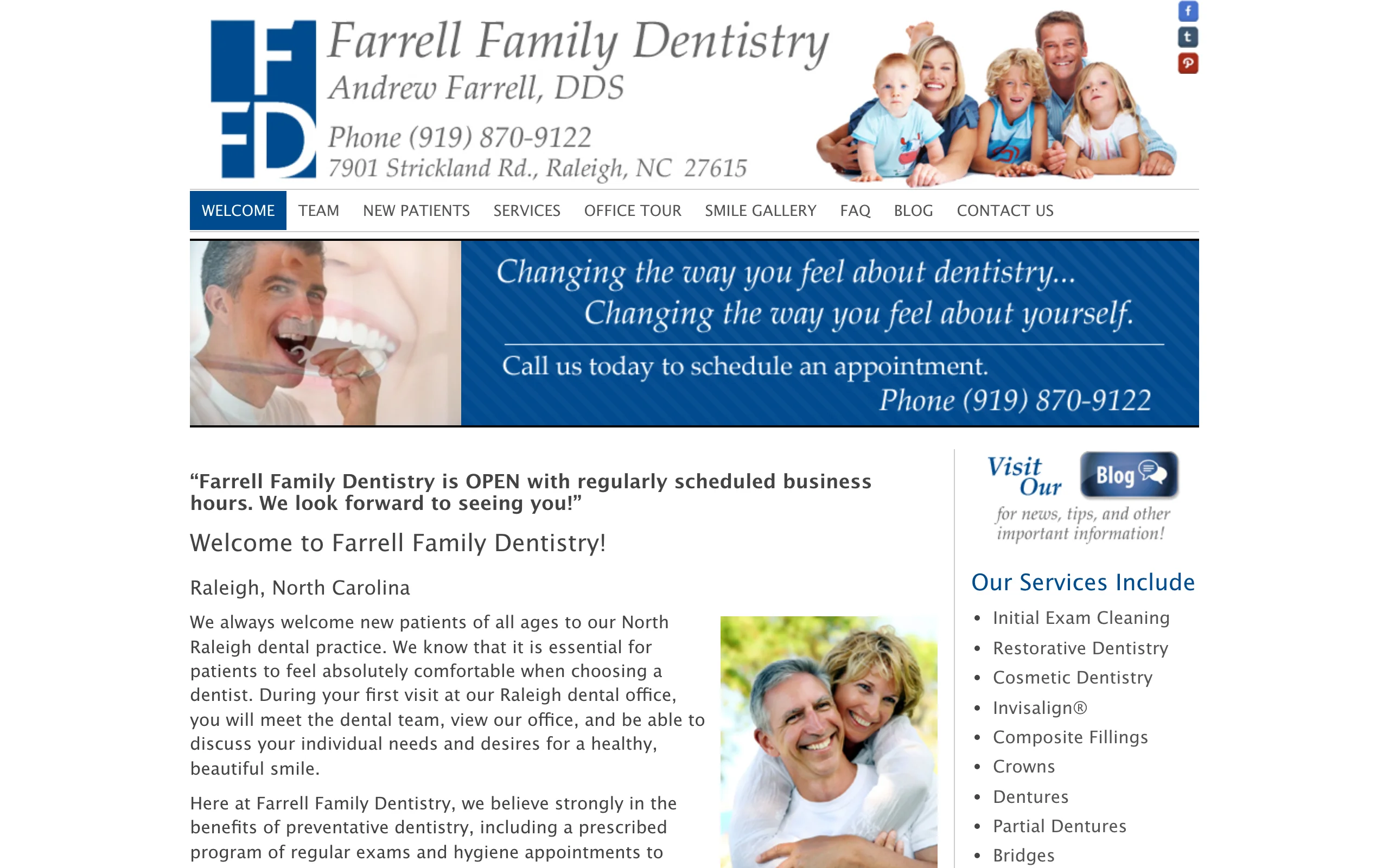 Farrell Family Dentistry old website